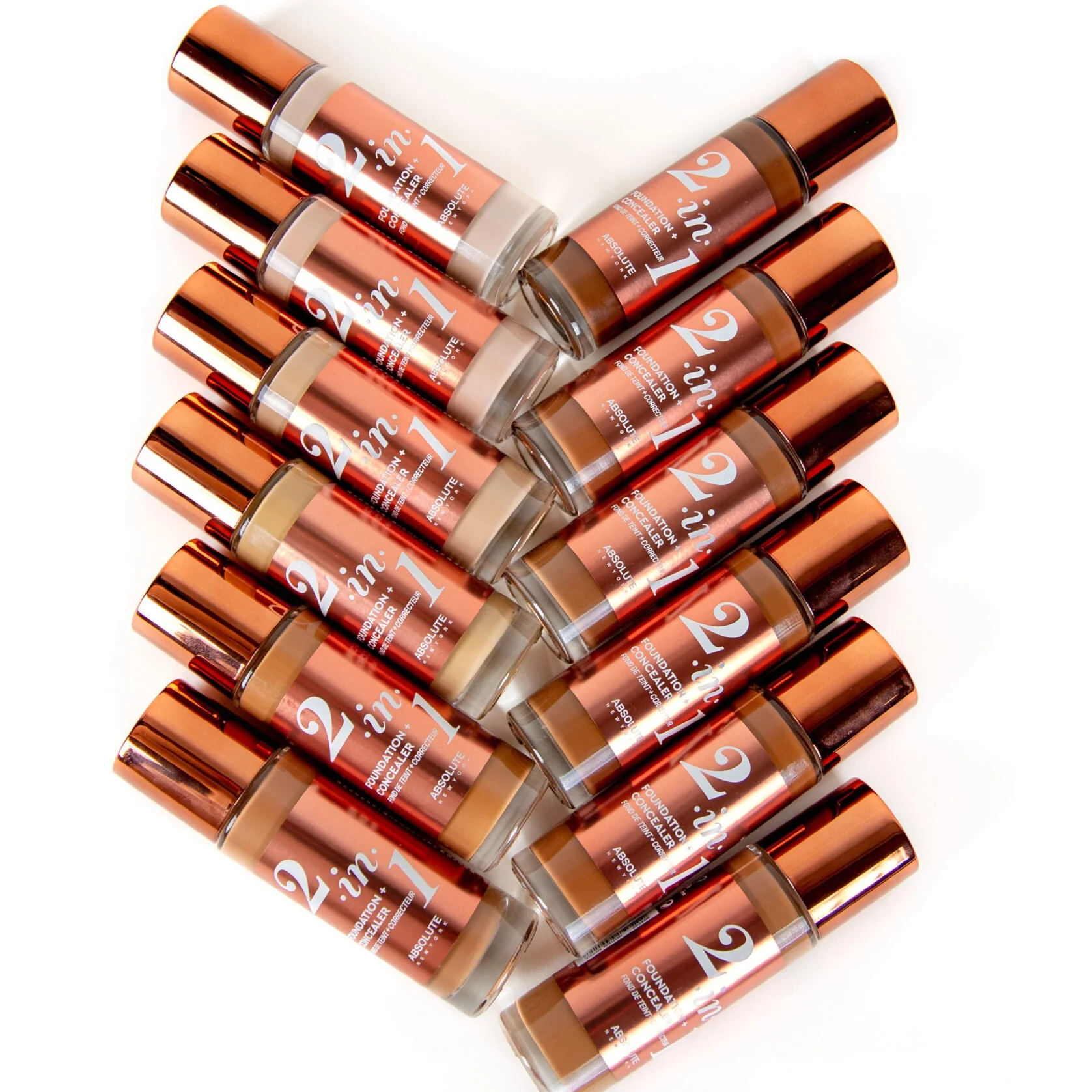 ABSOLUTE NEW YORK 2in1 Foundation & Concealer Cool Porcelain 35ml Fond de Teint Anti-Cernes Couvrance Modulable Tenue Longue Durée - Image 3