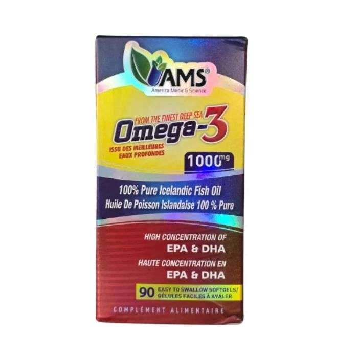 AMS OMEGA 3 1000mg 90 Gélules Premium Acides Gras Essentiels EPA DHA