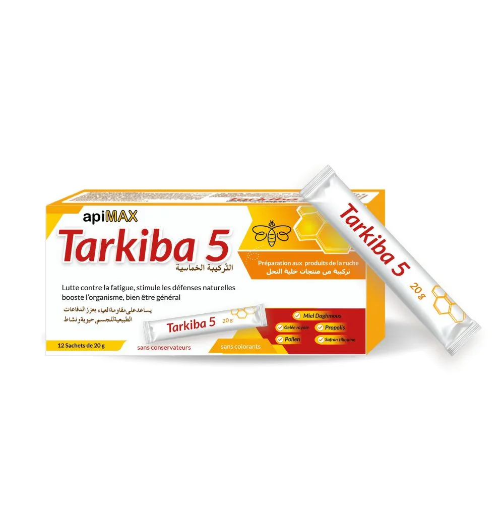 APIMAX Tarkiba 5 12 Sachets 20g Complément Alimentaire Énergie Immunité Gelée Royale Ginseng