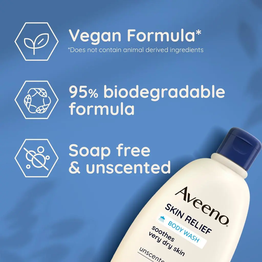 AVEENO Skin Relief Body Wash 500ml Gel Douche Apaisant Peaux Sèches Sensibles - Image 4