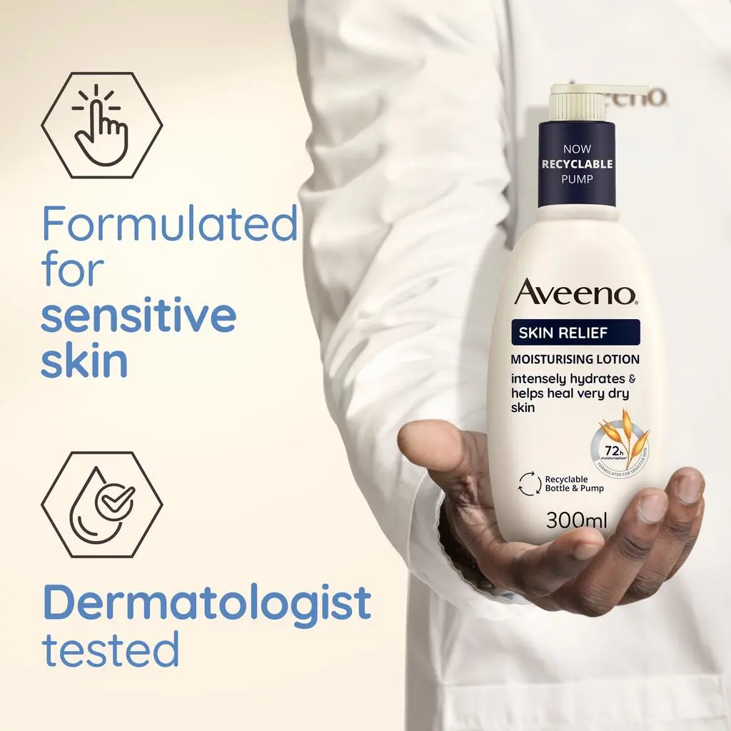 AVEENO Skin Relief Moisturising Lotion 300ml Lait Hydratant Apaisant Peaux Sèches - Image 5