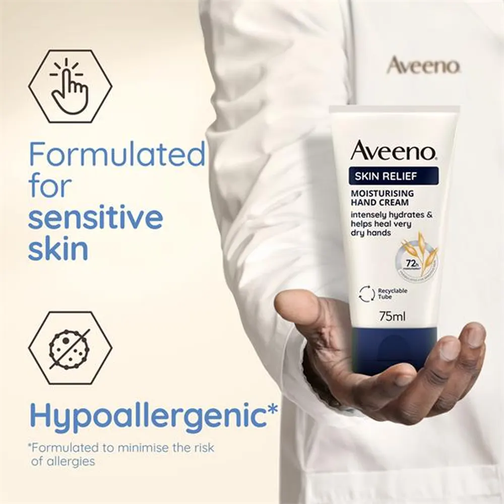 AVEENO Skin Relief Moisturising Hand Cream 75ml Crème Mains Apaisante Réparatrice - Image 2