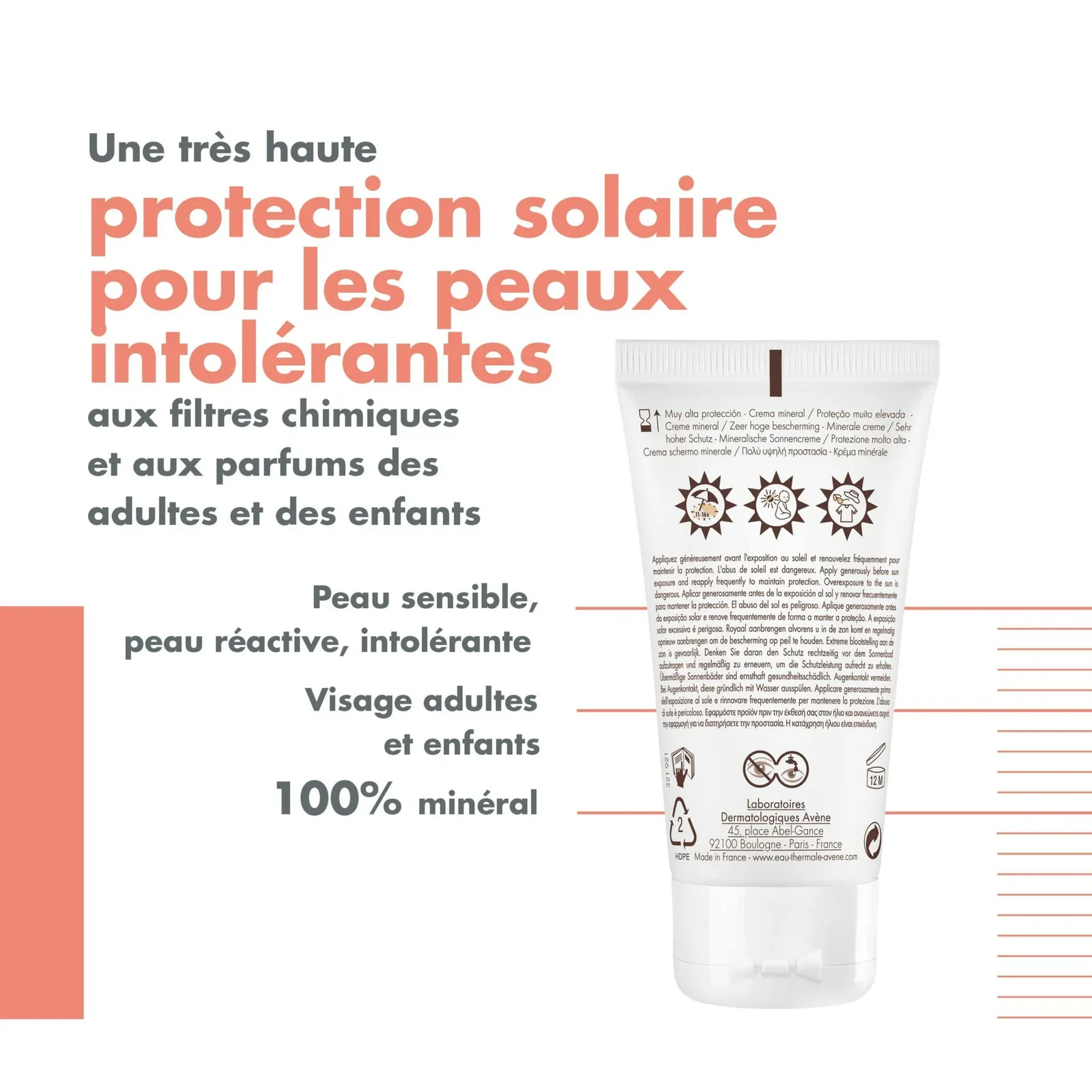 AVÈNE Très Haute Protection Crème Minérale SPF50+ 50ml - Peaux Intolérantes - Image 4