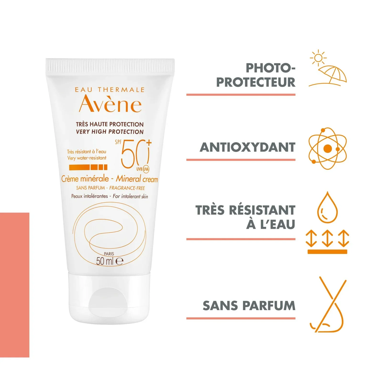 AVÈNE Très Haute Protection Crème Minérale SPF50+ 50ml - Peaux Intolérantes - Image 5