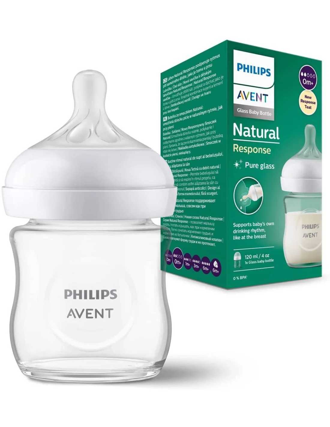 AVENT Biberon Verre Natural Response 125ml 0M+ + Totebag OFFERT | Black Friday