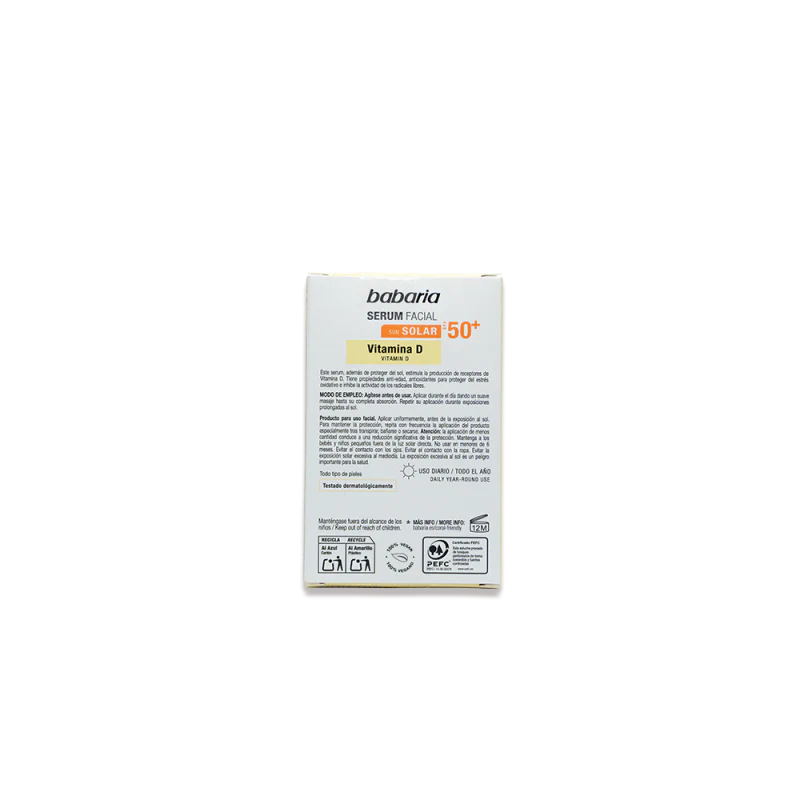 BABARIA Sérum Solaire Visage Vitamin D SPF 50+ 30ml Sérum Protection Solaire Anti-Âge - Image 3