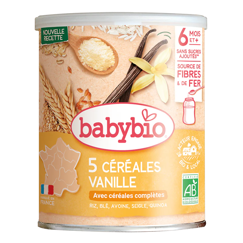 BABYBIO Céréales Vanille Bio 220g Céréales Infantiles Dès 4 Mois Saveur Vanille Naturelle