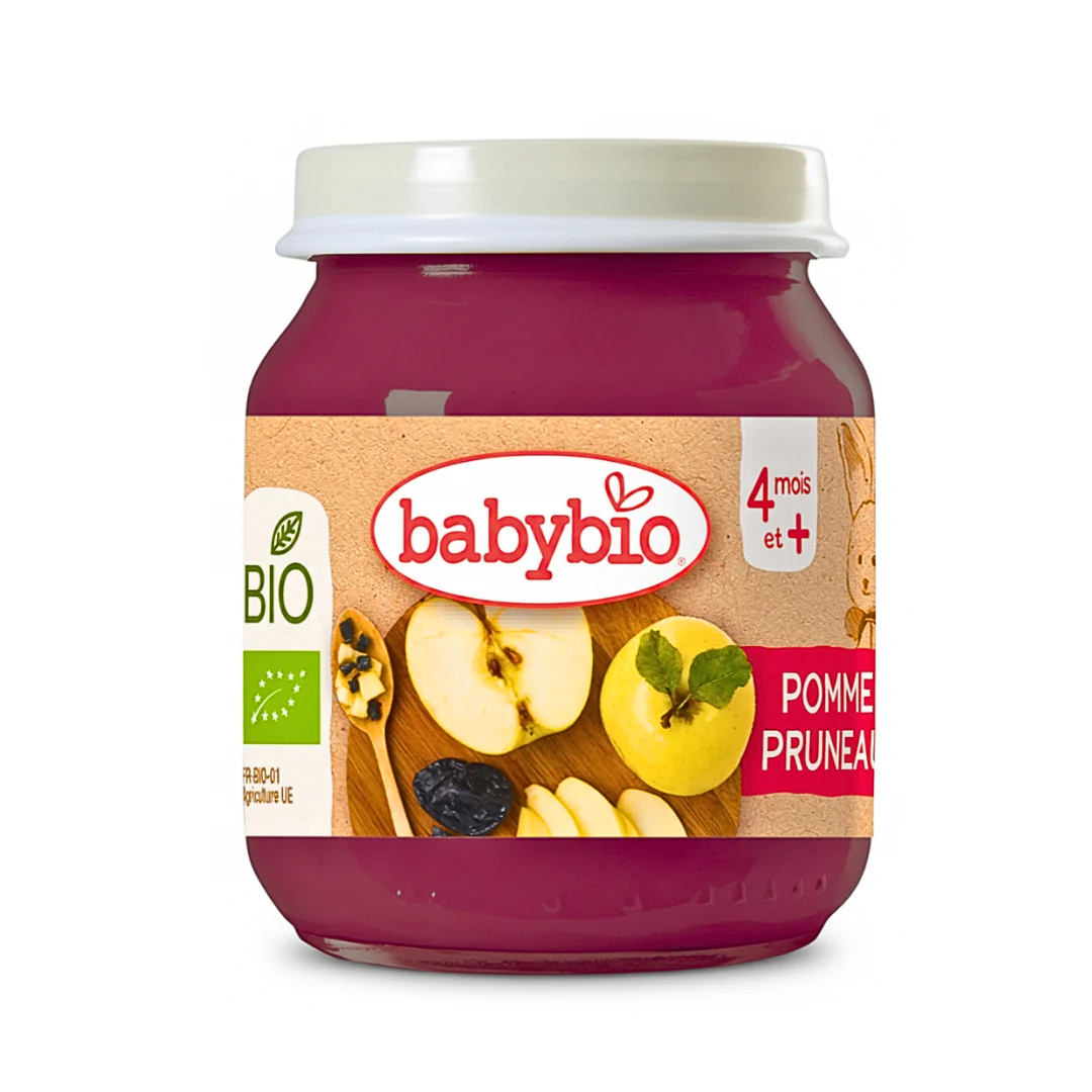 BABYBIO Petit Pot Pomme Pruneau 130g Bio Compote Bébé 4 Mois Transit Naturel