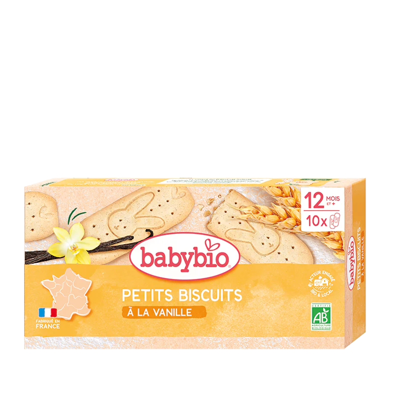 BABYBIO Petits Biscuits à la Vanille Bio 160g Biscuits Bébé Dès 10 Mois Dentition Saveur Vanille Naturelle