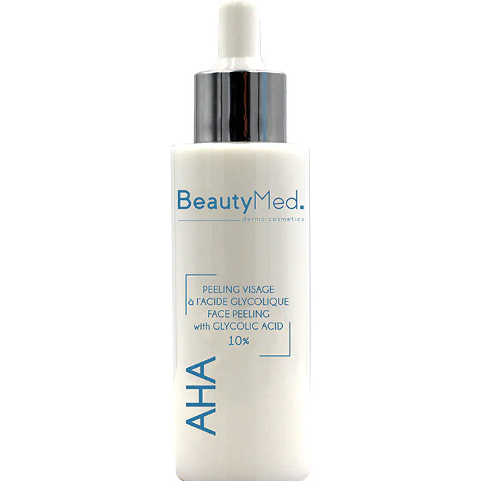 BEAUTY MED AHA Crème Peeling Visage Acide Glycolique 10% 30ml Exfoliant Anti-Âge Éclat Renouvellement Cellulaire