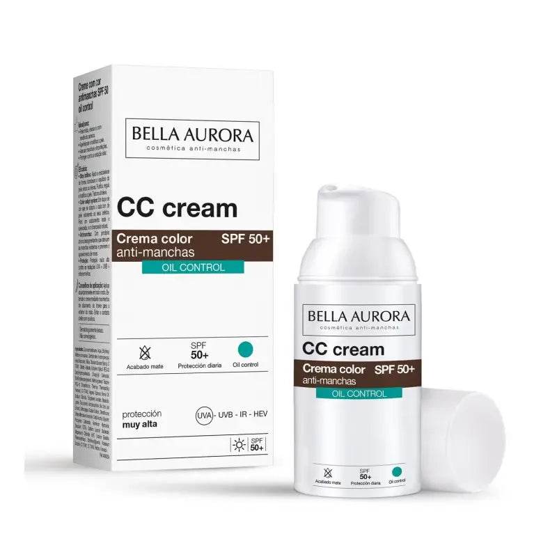 BELLA AURORA CC Crème Anti-Taches Oil Free SPF50+ 30ml - Matifiante Premium