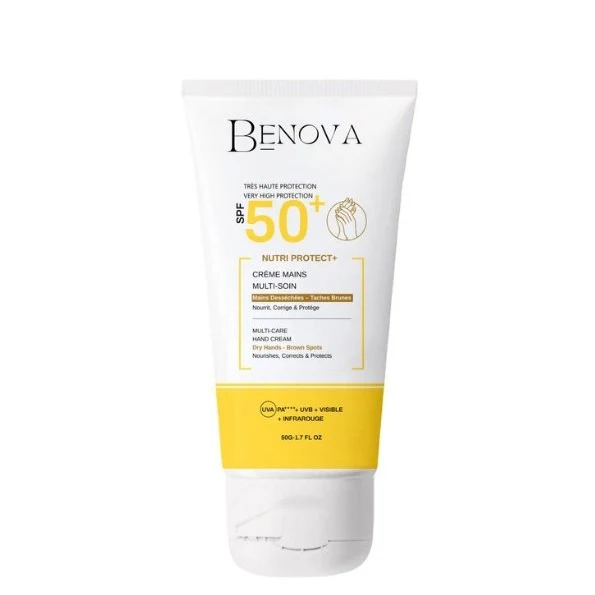 BENOVA Nutri Protect+ Crème Mains SPF50+ 50ml Protection Solaire Nourrissante Anti-Âge Hydratante