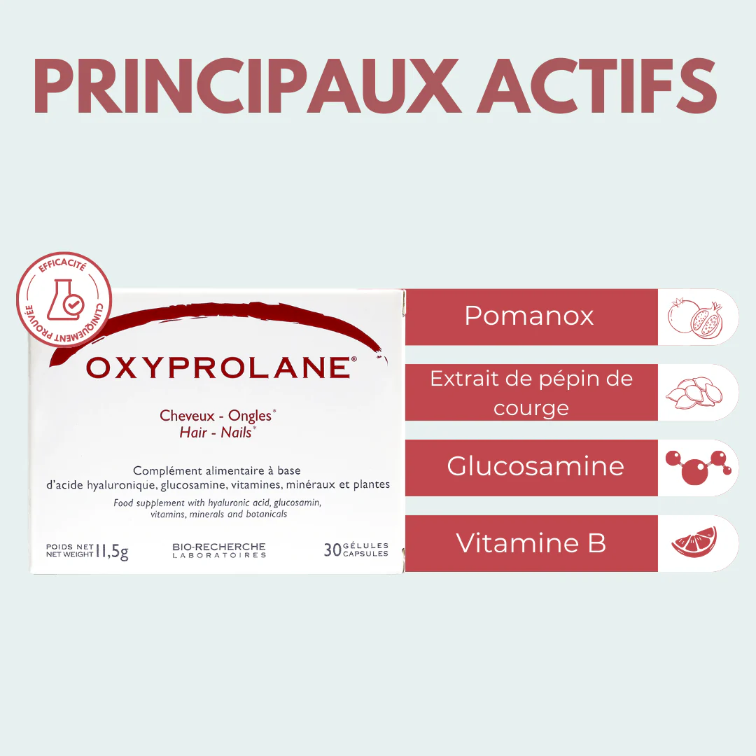 BIO RECHERCHE Oxyprolane Cheveux & Ongles 30 Gélules Complément Alimentaire Pousse Cheveux Fortification Ongles - Image 2