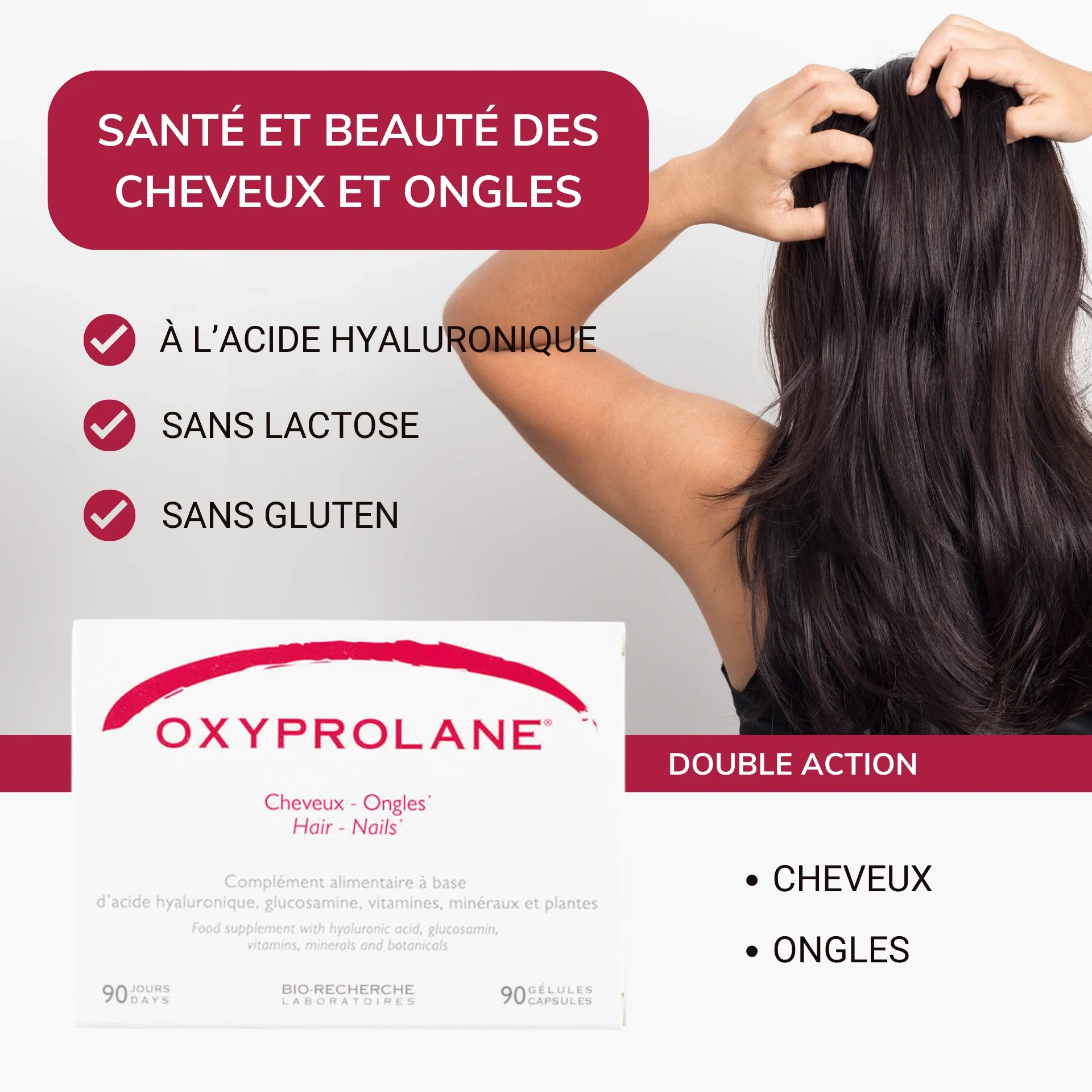 BIO RECHERCHE Oxyprolane Cheveux & Ongles 90 Gélules Complément Alimentaire Pousse Cheveux - Image 2