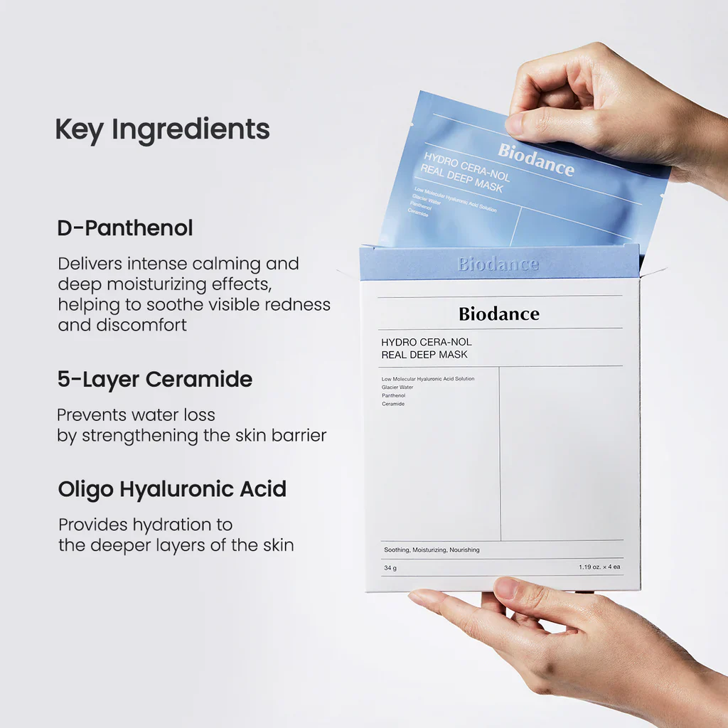 BIODANCE Hydro Cera-Nol Real Deep Mask 4 Pièces Masque Tissu Hydratant Apaisant Céramides K-Beauty - Image 6