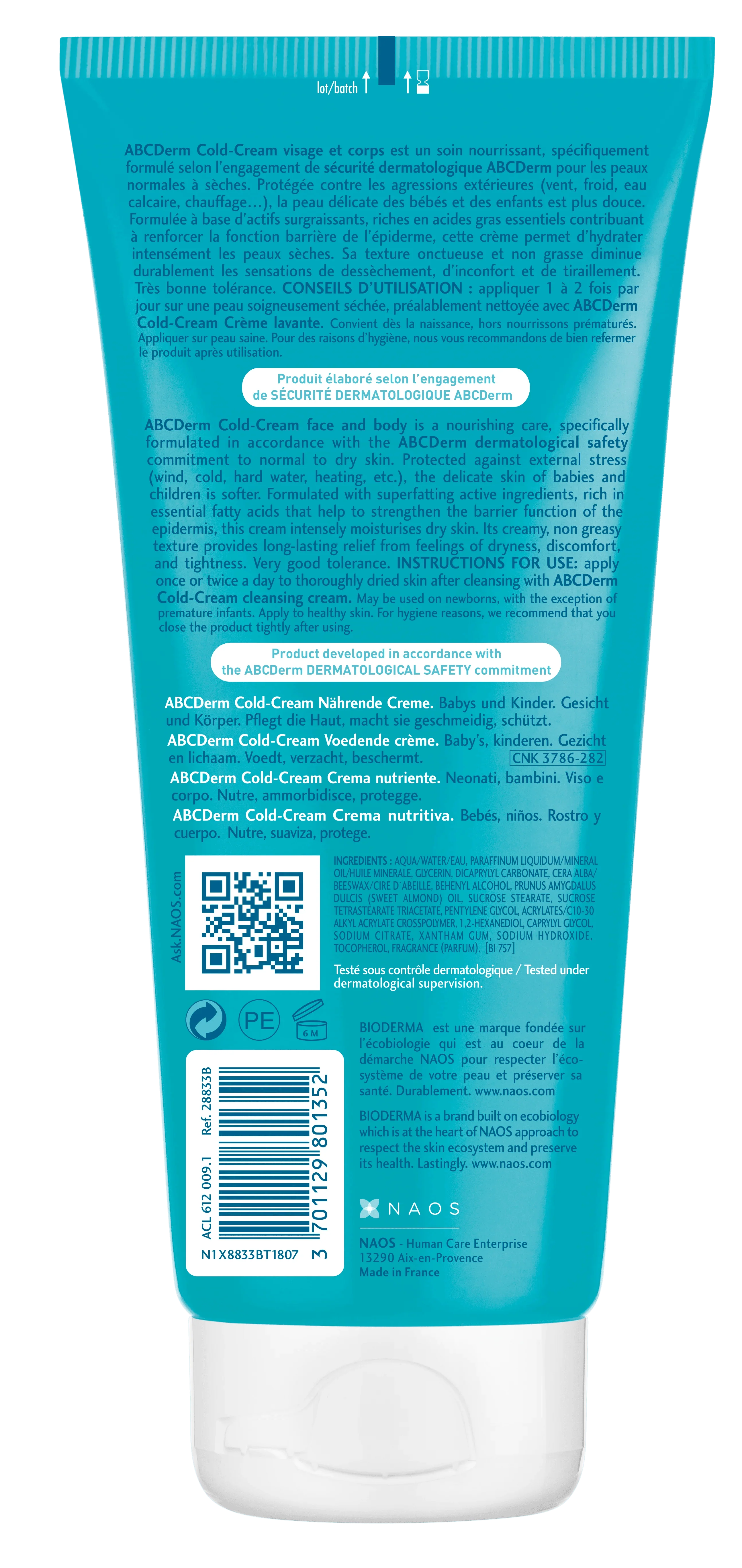 BIODERMA ABCDerm Cold-Cream Crème Visage et Corps 200ml - Protection Intensive Bébés - Image 2