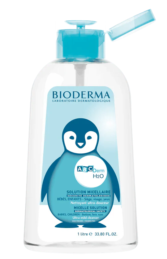 BIODERMA ABCDerm H2O 1L - Eau Micellaire Nettoyante Bébés Format Familial - Image 2