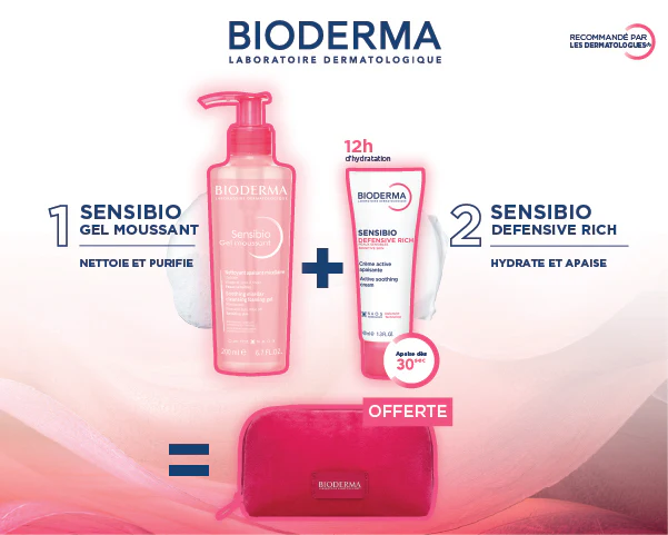 BIODERMA Sensibio Gel Moussant 200ml + Sensibio Defensive Riche Crème 40ml = Trousse Offerte