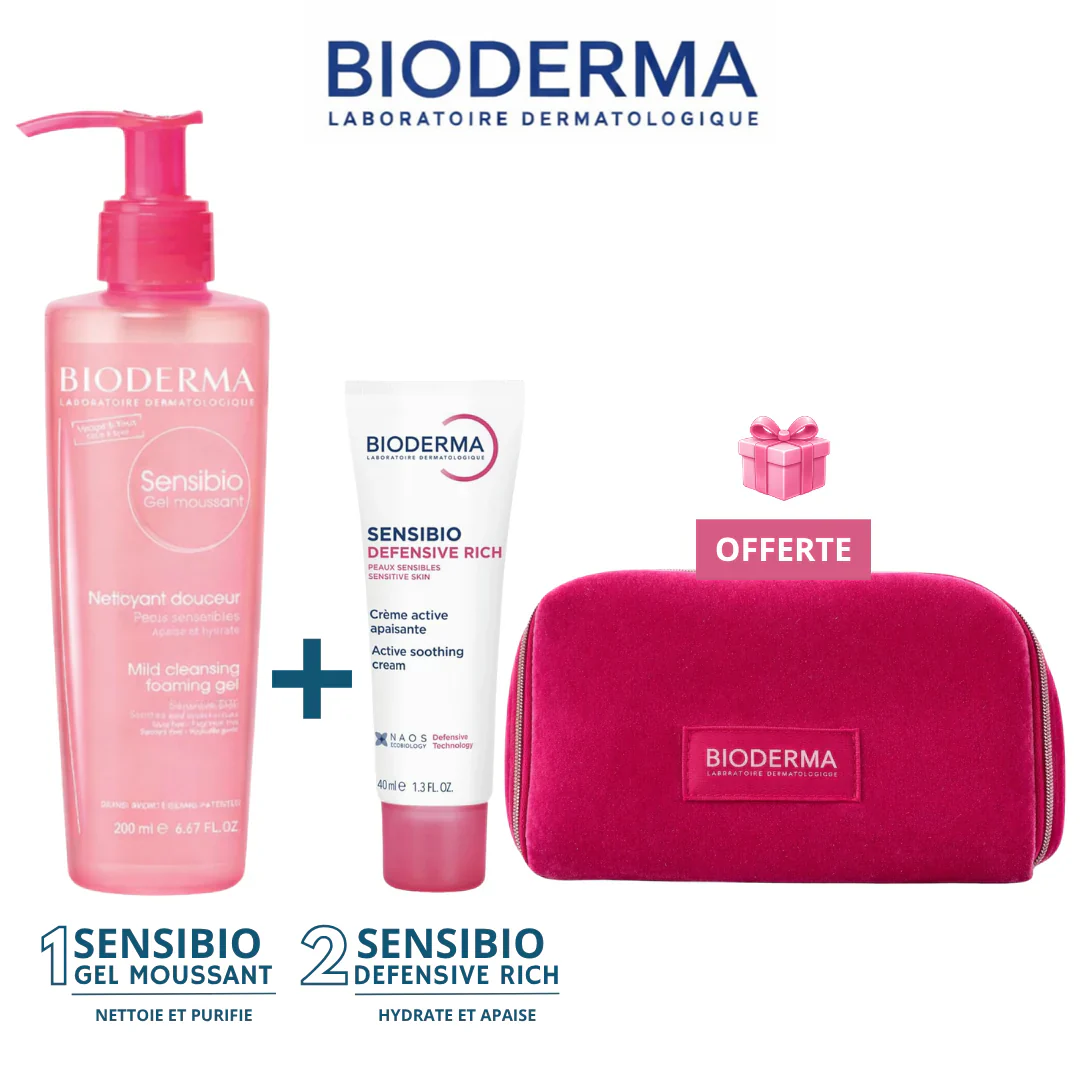 BIODERMA Sensibio Gel Moussant 200ml + Sensibio Defensive Riche Crème 40ml = Trousse Offerte - Image 2