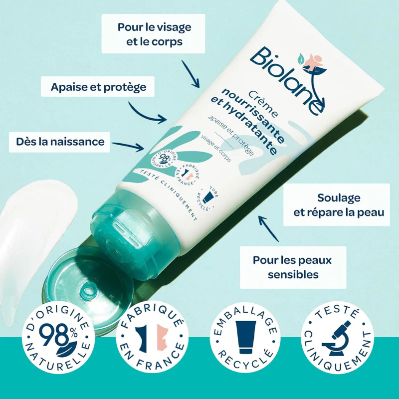 BIOLANE Crème Nourrisante et Hydratante 50ml Crème Visage Bébé Nutrition Hydratation - Image 5