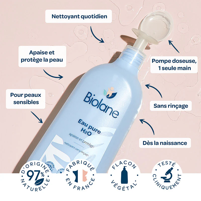 BIOLANE Eau Pure H2O 750ml Eau Nettoyante Bébé Sans Rinçage - Image 3