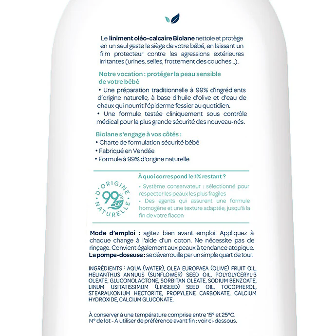 BIOLANE Liniment Oléo-Calcaire 300ml Liniment Change Bébé Nettoyage Siège - Image 2