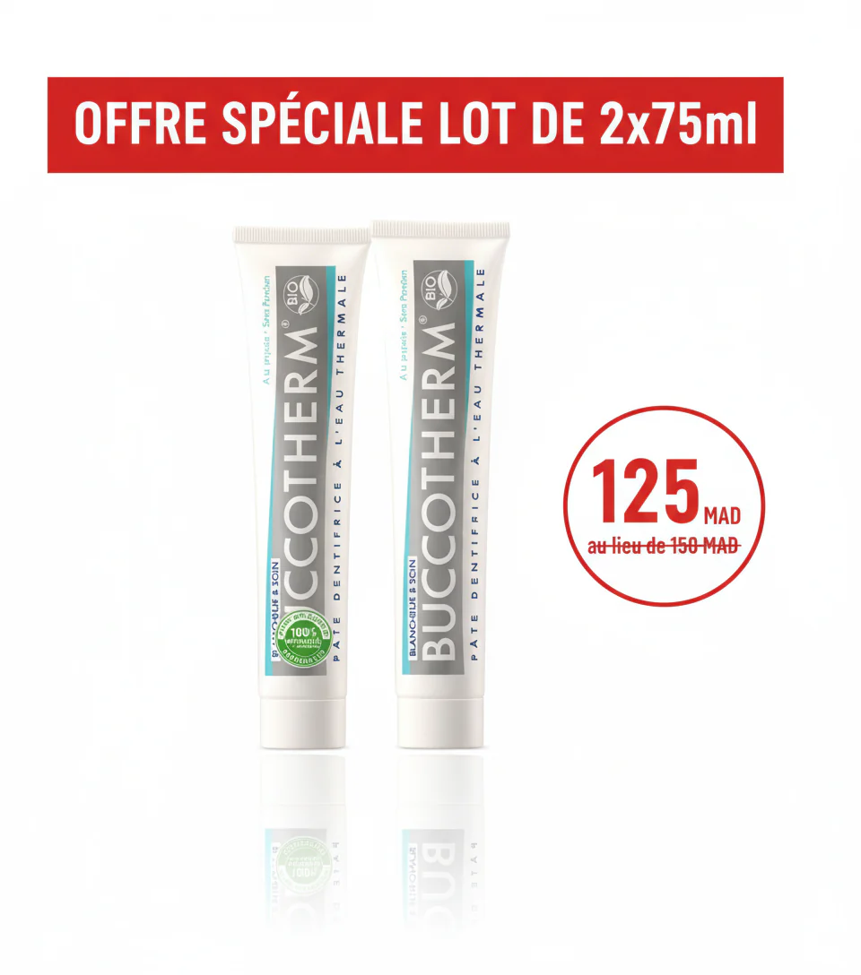 BUCCOTHERM Dentifrice Blancheur Et Soin 75ml x2 Pack Duo Dents Blanches Sensibles - Image 2