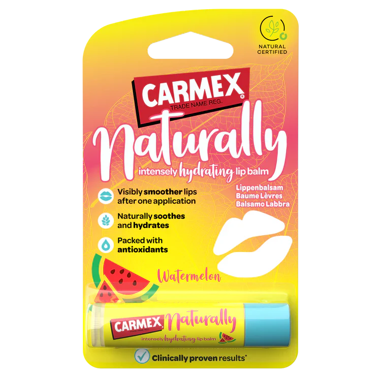 CARMEX Naturally Watermelon Stick 4,25g Baume à Lèvres Naturel Hydratant Parfum Pastèque