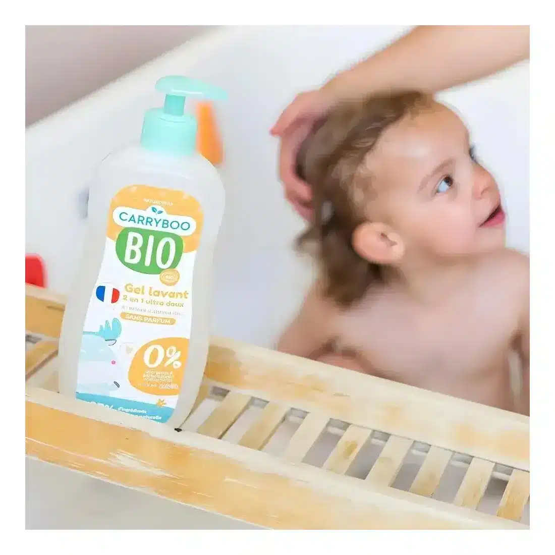 CARRYBOO Gel Lavant 2en1 Ultra Doux Abricot 500ml Bain Douche Bébé Cheveux Corps - Image 2