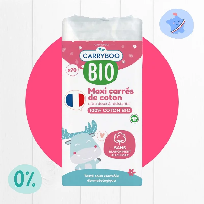 CARRYBOO Maxi Carrés De Coton 70 Pièces Cotons Bio Bébé Douceur - Image 3