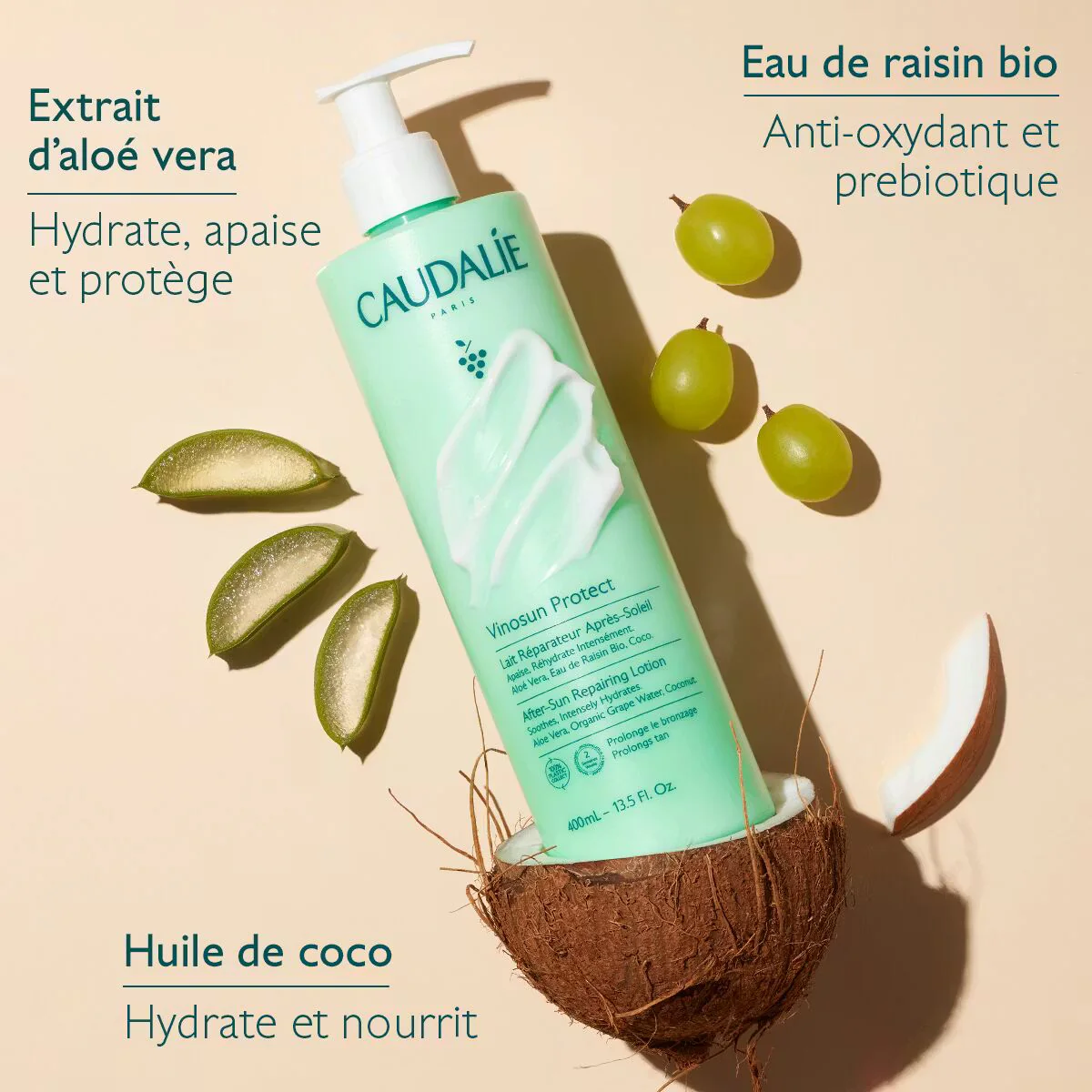 CAUDALIE Vinosun Protect Lait Réparateur Après-Soleil 400ml Hydratation Intense Apaisement Immédiat Réparation Cutanée - Image 4