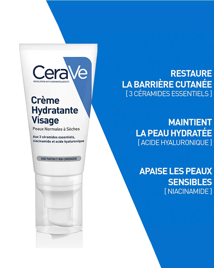 CERAVE Crème Hydratante Visage 52ml 3 Céramides Essentiels Acide Hyaluronique Niacinamide Hydratation 24H - Image 5