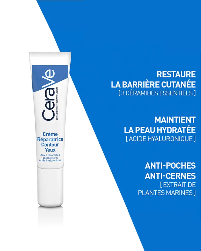 CERAVE Crème Réparatrice Contour des Yeux 14ml 3 Céramides Essentiels Acide Hyaluronique Niacinamide Anti-Âge Cernes - Image 3