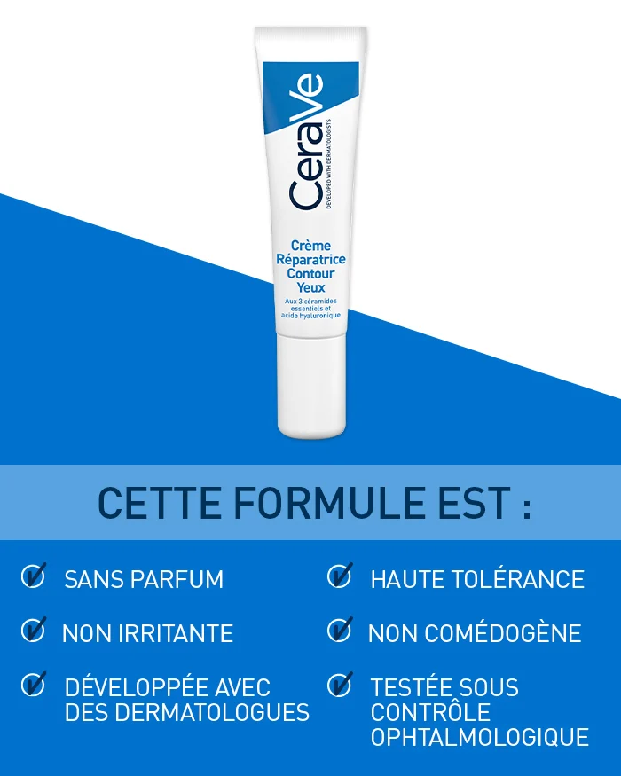 CERAVE Crème Réparatrice Contour des Yeux 14ml 3 Céramides Essentiels Acide Hyaluronique Niacinamide Anti-Âge Cernes - Image 5