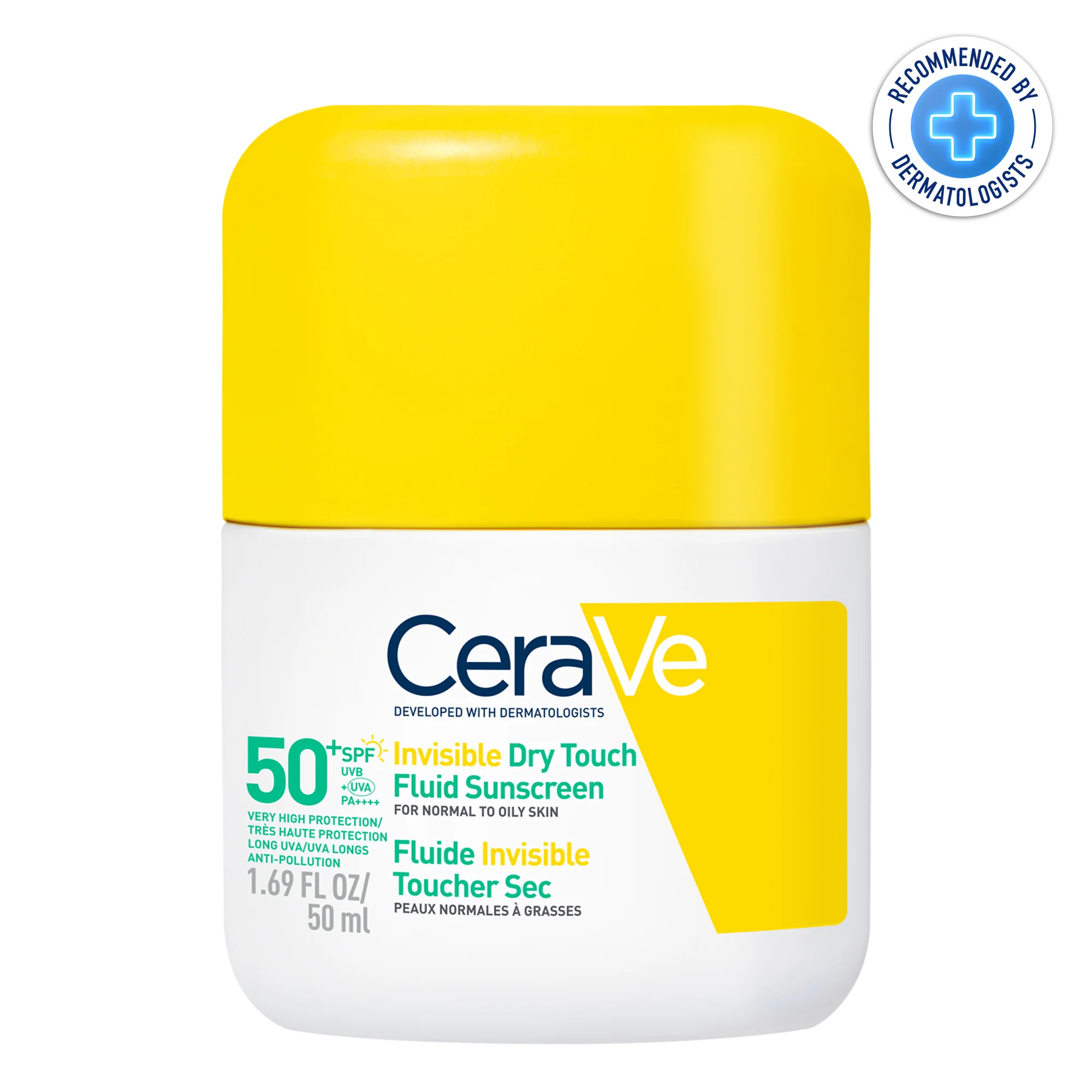 CeraVe Fluide Invisible Toucher Sec SPF50+ Peau Normale à grasses Tendance acnéique 50ml