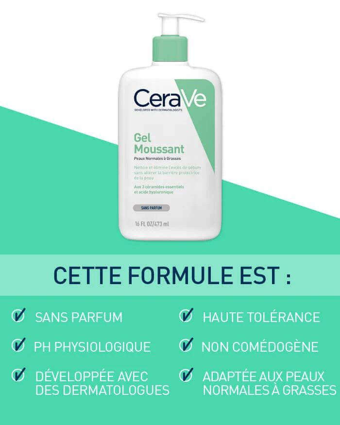 CeraVe Gel Moussant Nettoyant 473ml Peau Normale Grasse - Image 8