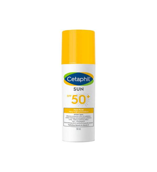 CETAPHIL Sun Face Fluide SPF50+ 50ml Protection Solaire Visage Matifiante Peaux Grasses Mixtes Texture Ultra-Légère