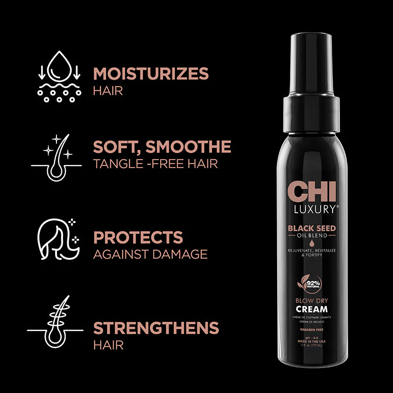 CHI Luxury Black Seed Oil Crème Brushing 177ml Crème Coiffage Séchage Protection Chaleur - Image 2