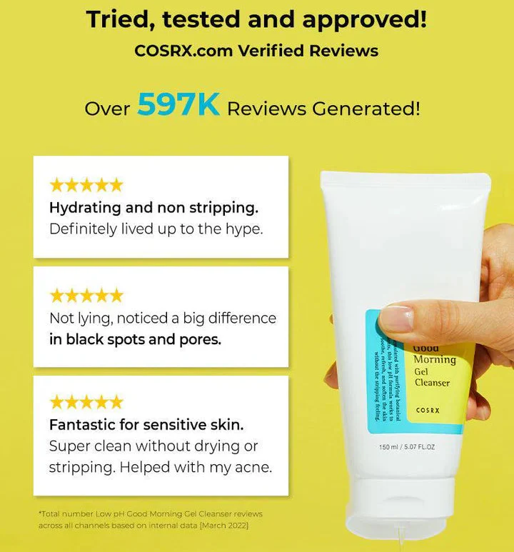 COSRX Low PH Good Morning Gel Cleanser 150ml Gel Nettoyant Visage pH Doux Tea Tree Nettoyage Délicat Peaux Sensibles - Image 7