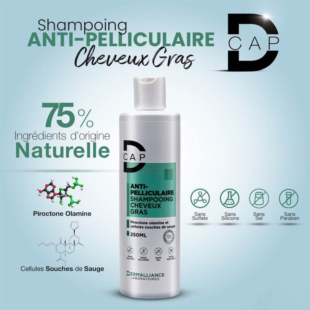 D-CAP Shampooing Anti-Pelliculaire Cheveux Gras 250ml Cuir Chevelu Gras Irrité Purifiant Régulateur Sébum Tous Types Cheveux - Image 3