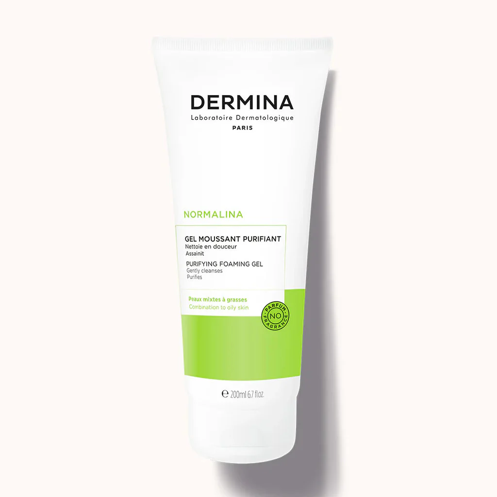 DERMINA Gel Moussant Purifiant 200ml Nettoyant Visage Peaux Mixtes Grasses Anti-Imperfections