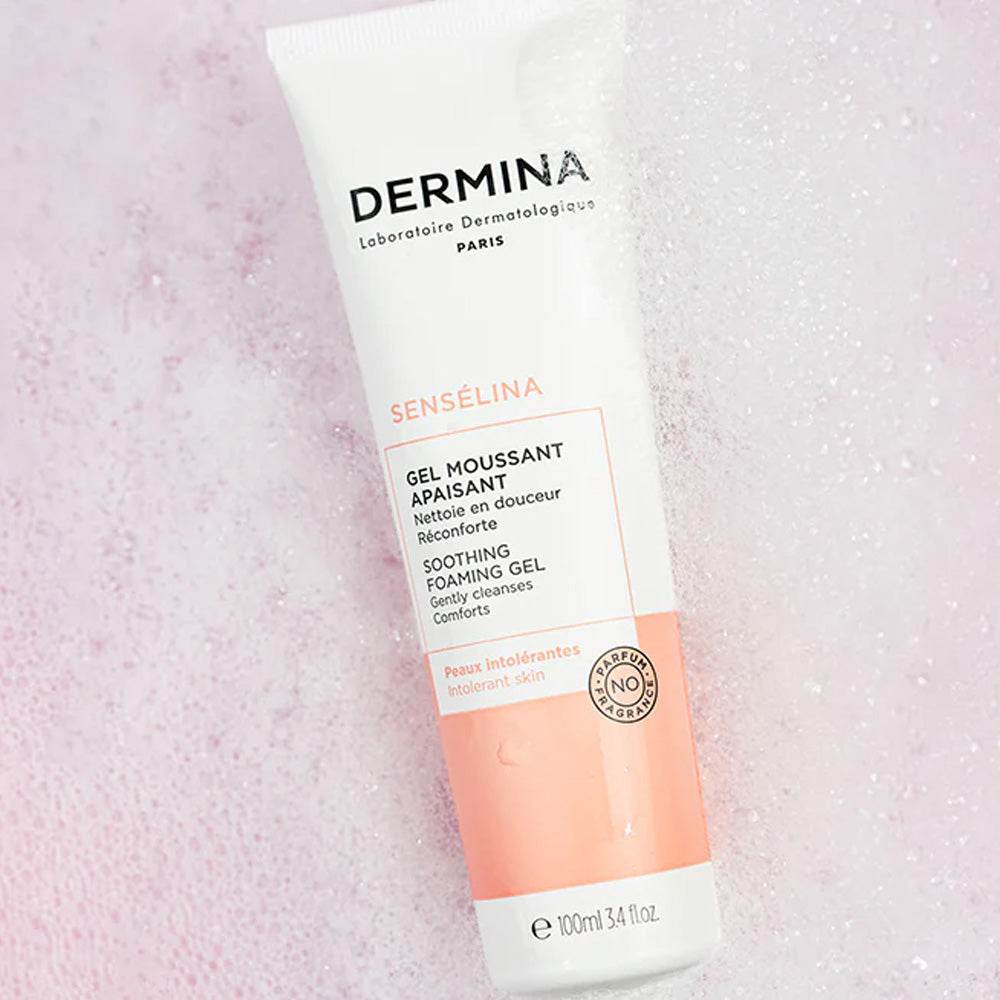 DERMINA Sensélina Gel Moussant Apaisant Peaux Intolérantes 100ml Nettoyant Visage Doux Sans Savon - Image 2
