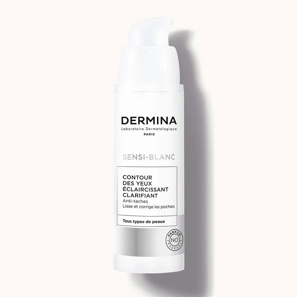 DERMINA Sensi-Blanc Contour des Yeux Éclaircissant Clarifiant 20ml Anti-Cernes Anti-Poches Anti-Taches Triple Correction Tous Types de Peaux