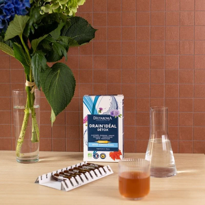 Dietaroma Drain Idéal Détox Bio 20 Ampoules 5 Émonctoires Drainage Purification - Image 3