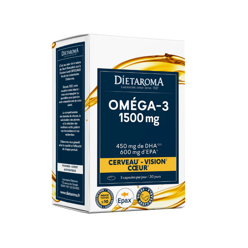 Dietaroma Oméga 3 1500mg Cœur Cerveau Vision Articulations Anti-Inflammatoire