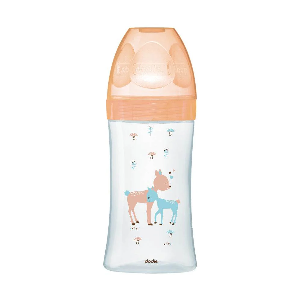 Dodie Biberons Verre Sensation+ Anti-Coliques Tétine Plate Débit Lent Biche 0-6m 270ml