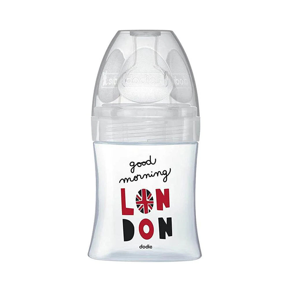 Dodie Biberons Verre Sensation+ Anti-Coliques Tétine Plate Débit Lent London +0m 150ml