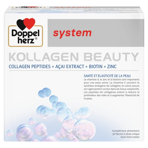 DOPPEL HERZ Kollagen Beauty 30 Ampoules Complément Alimentaire Collagène Anti-Âge Beauté Peau