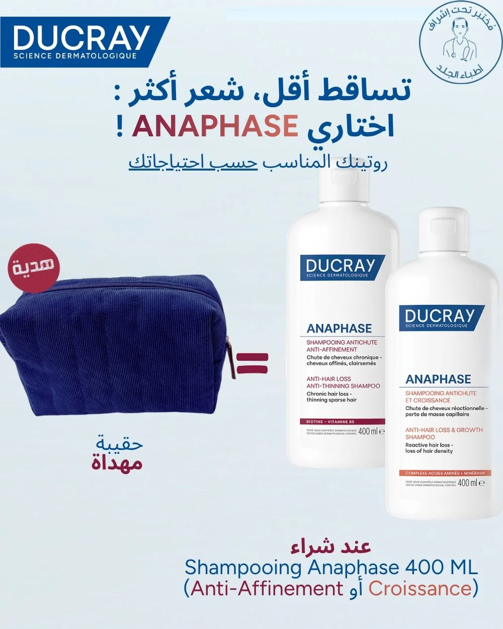 DUCRAY Anaphase Shampooing Anti-Chute 400ml Croissance Cheveux = Trousse Offerte