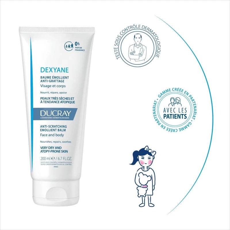 DUCRAY Dexyane Baume Émollient Anti-Grattage 200ml - Peaux Très Sèches - Image 5
